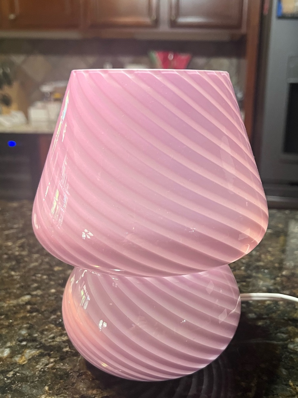 Swirled Pink Glass Table Lamp